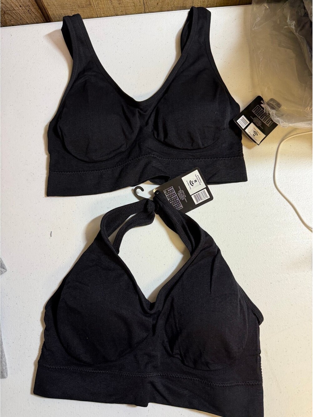 Set of 2 Zone Pro Seamless Comfort Pullover Bra Removable Pads Size Large Black
